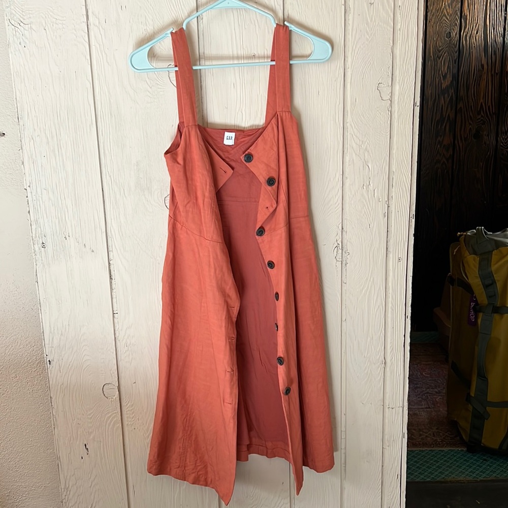 Gap coral fall dress (linen type material) with pockets
